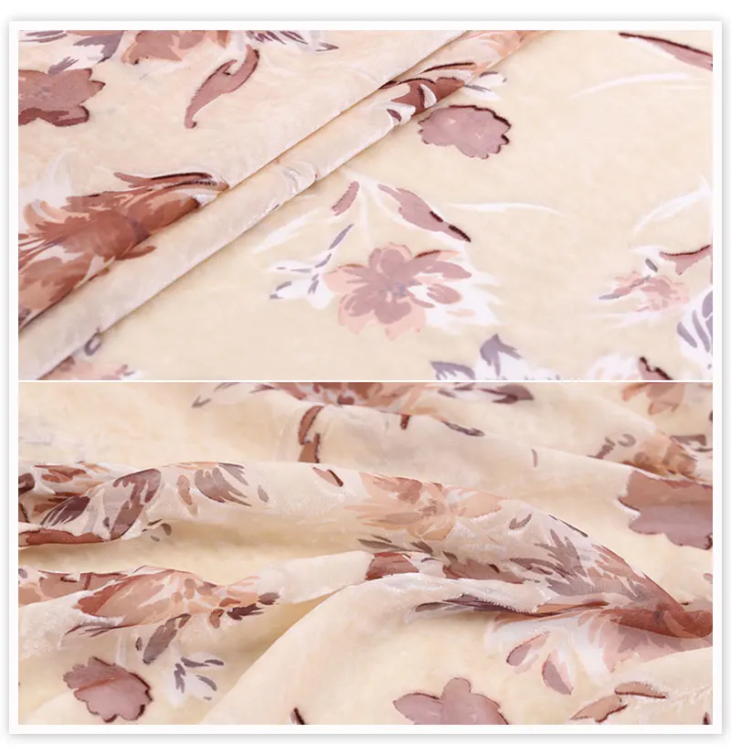 Осень весна роскошный стиль с цветочным принтом выгорания шелковый бархат ткань для платья рубашка тела manualidaddes tissu SP5896