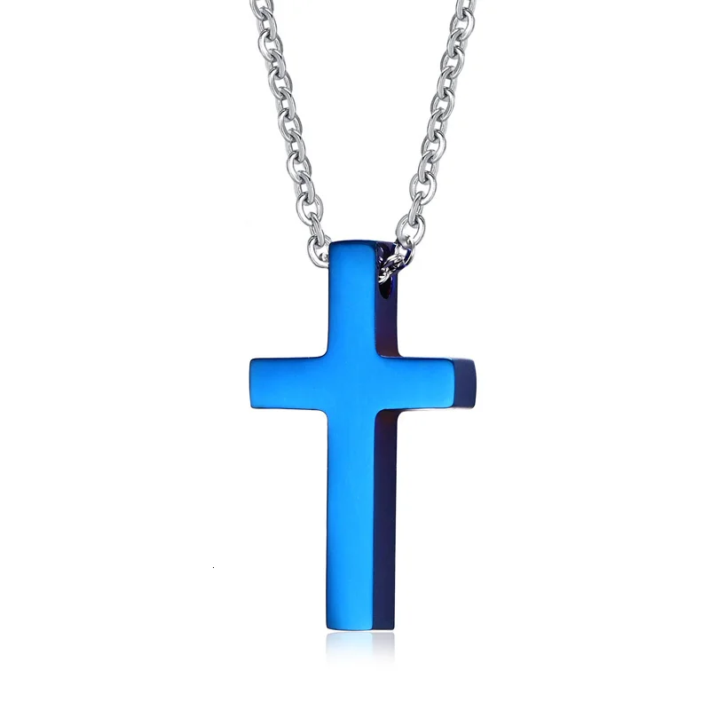 Vnox классический пустой крест Ожерелья для мужчин молитвенные Христос Для мужчин Jewelry Нержавеющая сталь Для мужчин Для женщин цепи - Окраска металла: Покрытый голубым цинком