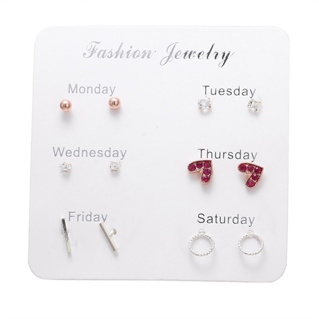 Fashion 3/6 Pairs Women's Earrings Korean Heart Stud Earrings for Women Pearl Earring Set 2021 Earings Jewelry Brincos Gifts