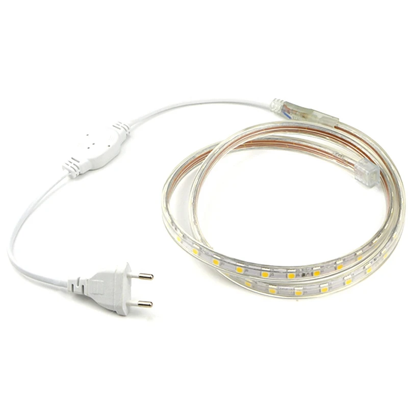 

LED Strip 220V Waterproof Flexible LED Light Tape Lamp Outdoor String 60LEDs/M Led Tv Backlights EU PLUG