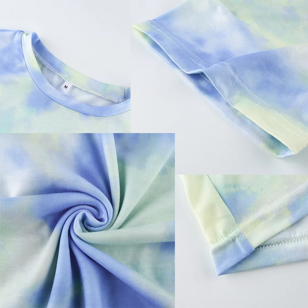 Женский спортивный костюм из двух предметов Tie Dye модный летний топ с коротким