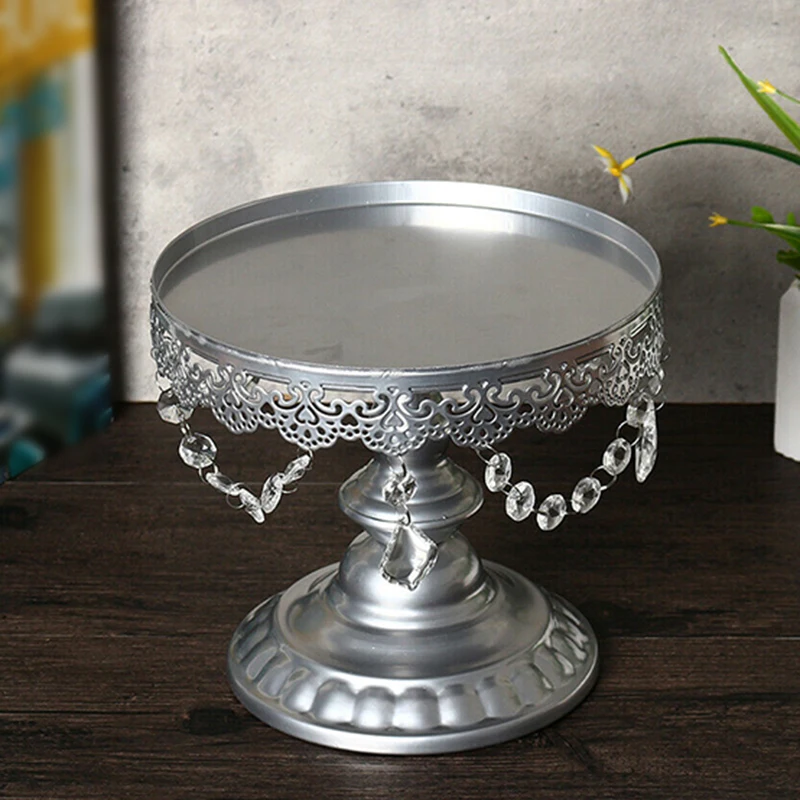 

Crystal Cake Stand Anti-skid Tableware Dessert Display Plate Wedding Party Ornament Silver Kitchen Dinning Bar