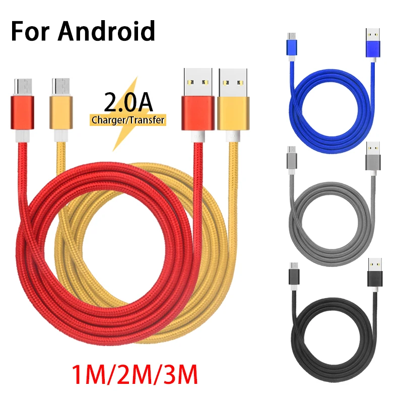 3 м Плетеный USB кабель Шнур для быстрой зарядки Samsung S7 S6 S5 Xiaomi Android телефонный usb