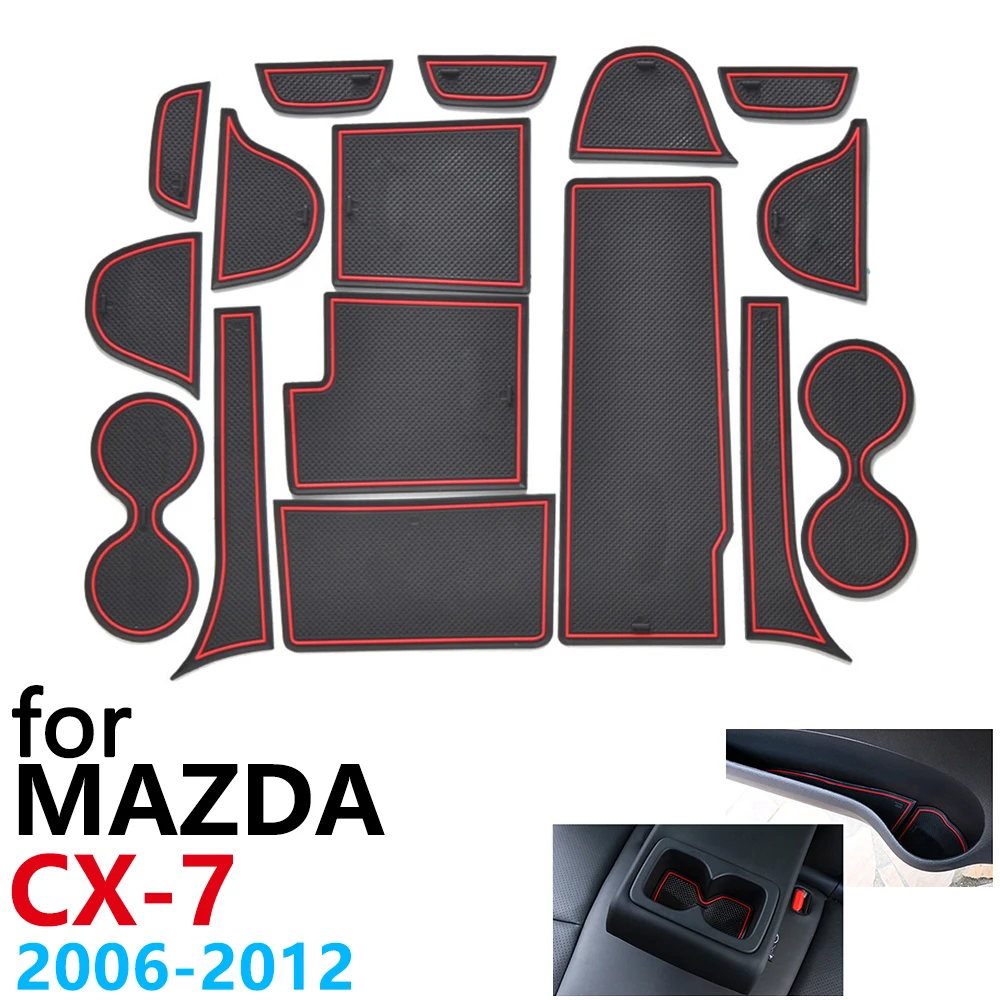 

Anti-Slip Rubber Cup Cushion Door Groove Mat for Mazda CX-7 CX7 CX 7 2006~2012 16Pcs Accessories Car Stickers mat for phone 2011