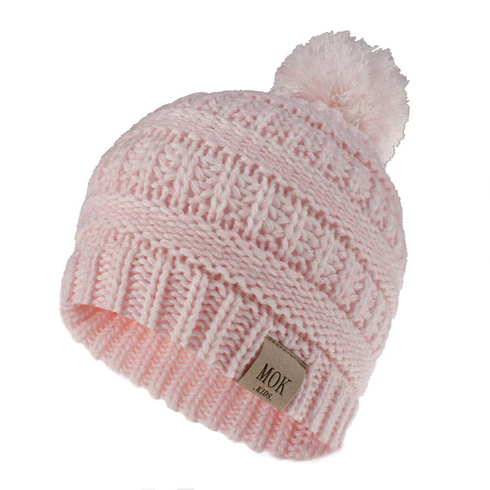 11 цветов, Детские повседневные вязаные шапочки, шапки для девочек, зимние шапки для женщин, толстые шерстяные детские шапочки Gorros Mujer Invierno - Цвет: light pink