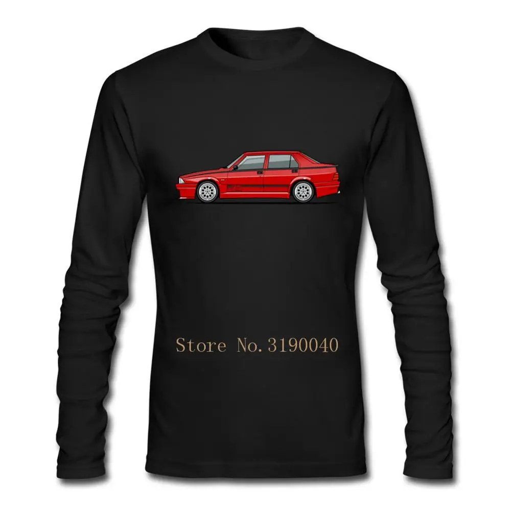 Мужская футболка Alfa Romeo 75 Milano Turbo Evoluzione Rosso, мужские футболки с длинным рукавом и круглым вырезом, хлопковые футболки, футболка для мужчин - Цвет: Черный