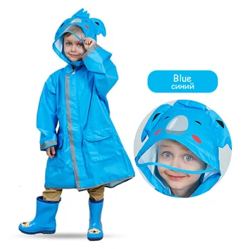 

Cartoon Hooded Nylon Animal Waterproof Kids Raincoat Zipper Impermeable Students Rain Coat Rain Cover Boys Girls Poncho And Cape