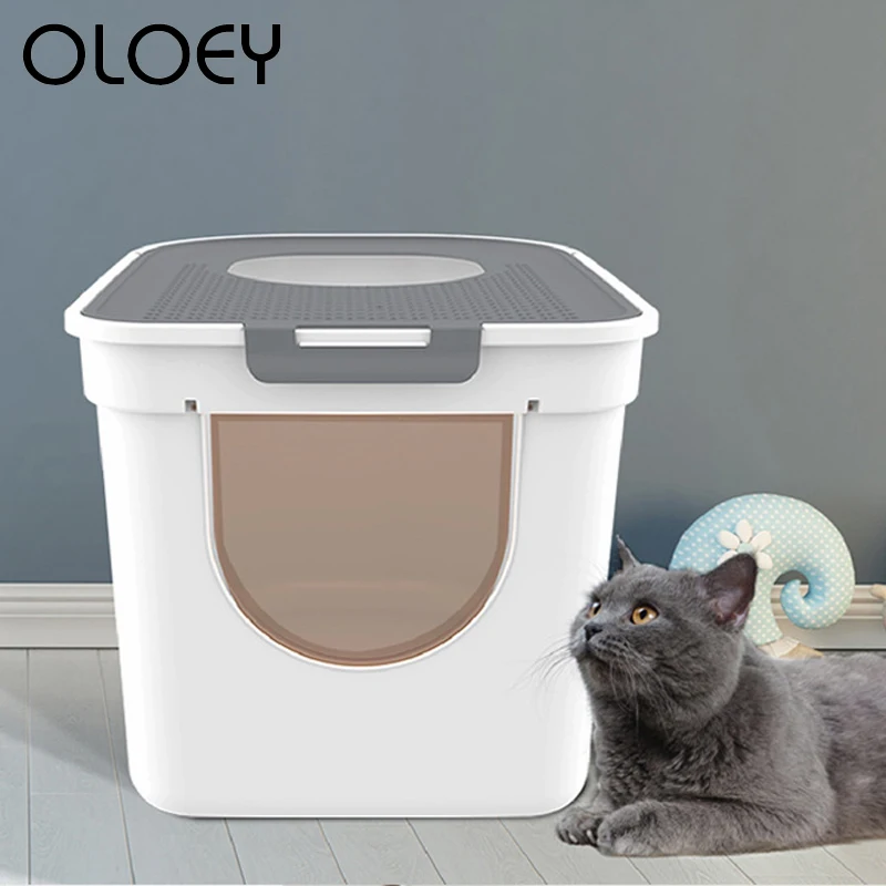 Fully Enclosed Cat Litter Box Anti-splashing Deodorant Cat Feces Clean Oversized Cat Toilet for Kitten Pet Home Cleaning Product