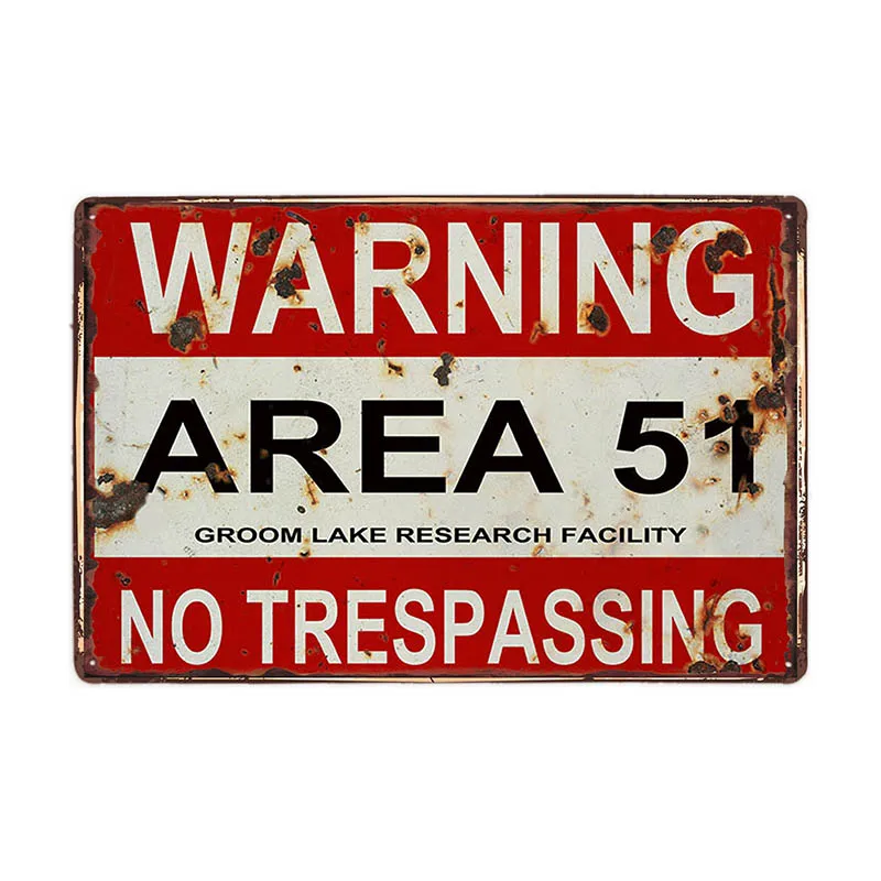 Красный Предупреждение Area 51-металлическая жестяная вывеска НЛО Винтаж стенные бляшки Искусство Плакат Украшение картина домашний декор 20x30 см - Цвет: Красный