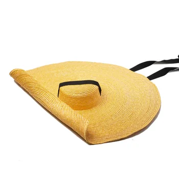 

202007-HH7125B photographed model 25cm wind brim show catwalk HANDMADE STRAW leisure beach lady cap women holiday sun hat