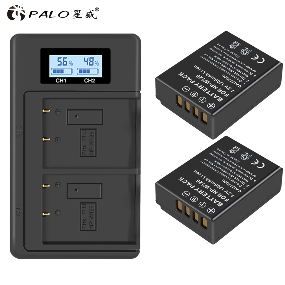 PALO 1200 мАч NP-W126 NP W126 NP-W126S W126S батарея + LCD двойное зарядное устройство для Fuji X-Pro1 XPro1