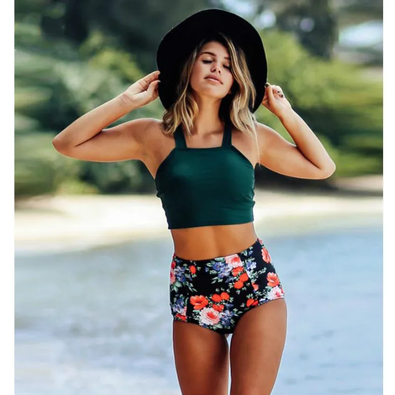 Купальник с высокой талией 2018 сексуальные бикини женская одежда для плавания