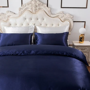

Home Textile King size bed set Solid Satin bedding sets Smooth Duvet cover pillowcases Silk bed linen sets cozy bed linings