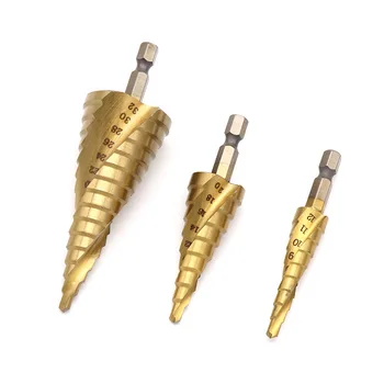 

Hexagonal Shank Spiral Step Drill Multi-function Metal Pagoda Drill Step Drill Steel Plate Opener 4-12/4-20/4-32mm Reaming Drill