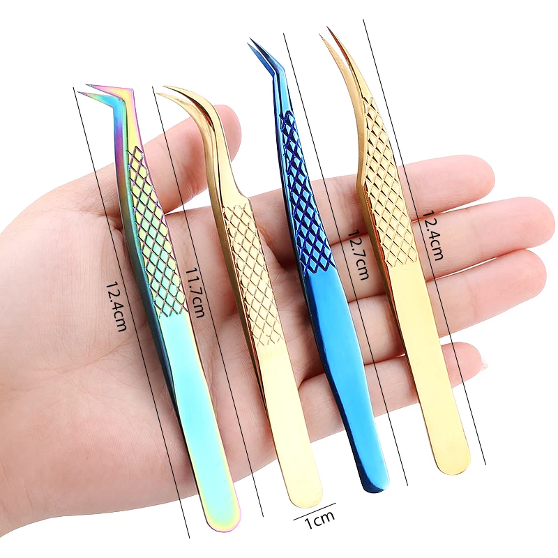 Makeup Professional Eyelashes Tweezers High Precision Stainless Steel Fan Lash Eyebrow Tweezer 3D Volume Eyelash Extension Tools 6