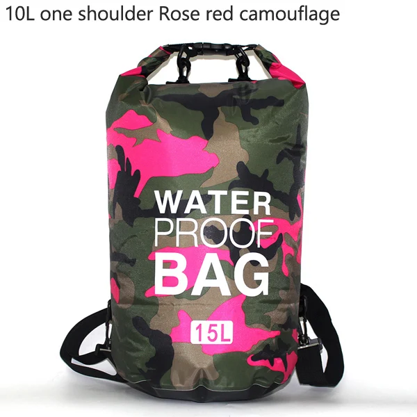 Rose red 10L 5L/10L/20L/30L камуфляжная уличная сумка Портативная рафтинг водонепроницаемая сумка мешок для плавания сумка для воды треккинг - Цвет: Rose red 10L