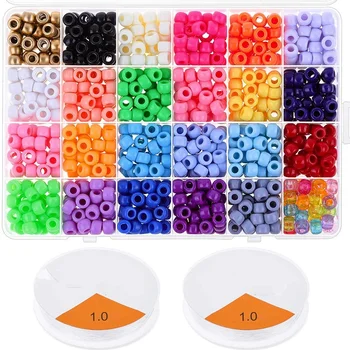 

Pony Beads for The Production of Bracelets, 24 Color Plastic Pony Beads Bracelet Beads for Hair Accessories and JewelryBracelet