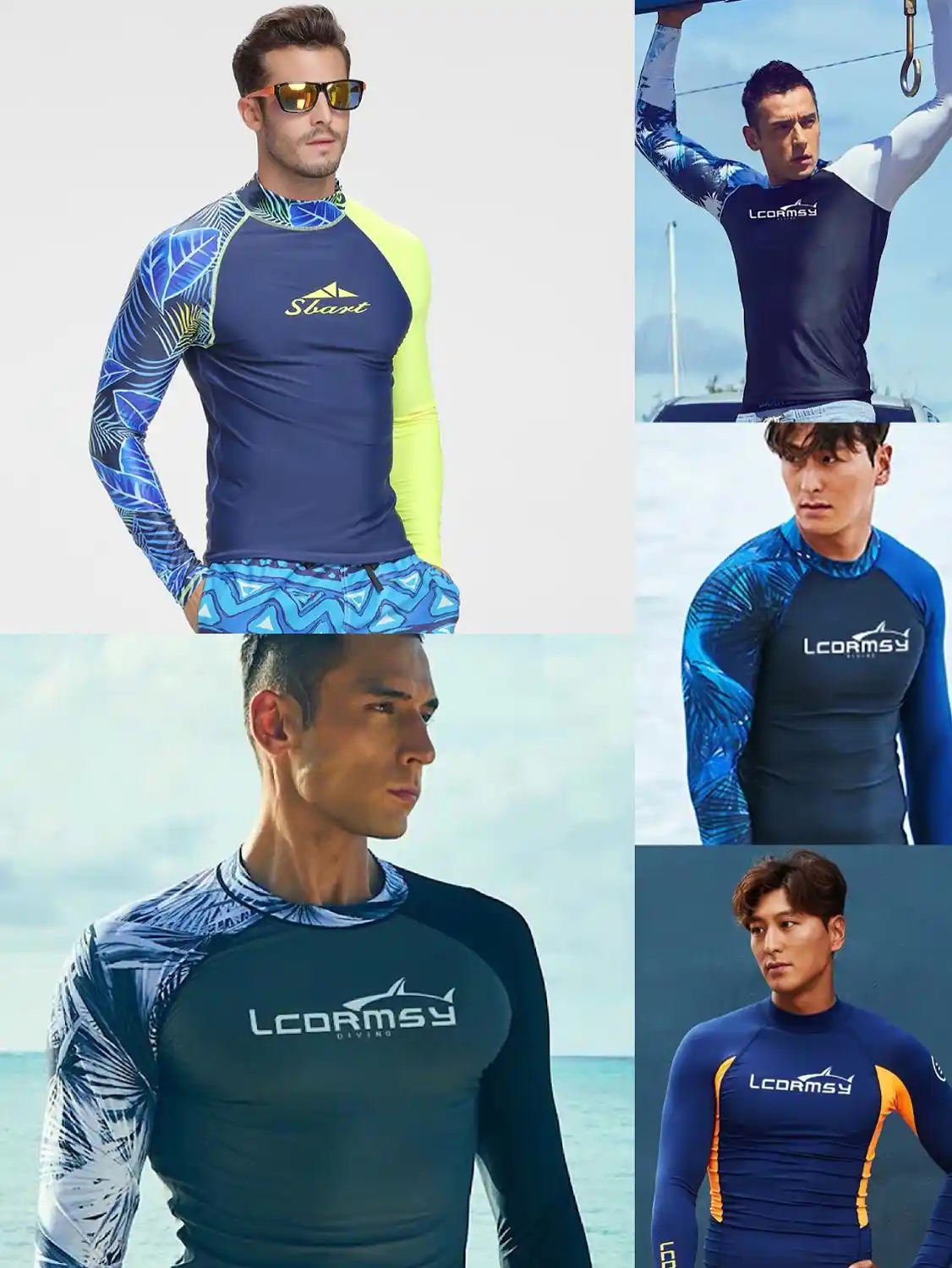 Rashguard Men Long Sleeve Swimsuit Rash Guard Swimwear UV Mens Swim Shirt Windsurf Surf Shirt