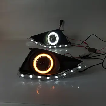 

Osmrk fog lamp driving light assembly for toyota corolla 2006-10 cob angel eye led turn signal daytime running lights