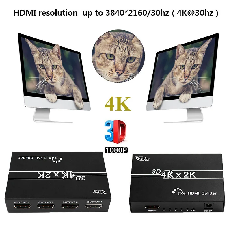 1 шт. разветвитель HDMI HD 4K 1x4 порт 3D UHD 1080p * 2K видео переключатель вход 4 выхода с