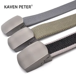Military Green Canvas Belt For Men With Automatic Buckle High Quality Man Cotton Tactical Belts Without Holes Width 3.8CM