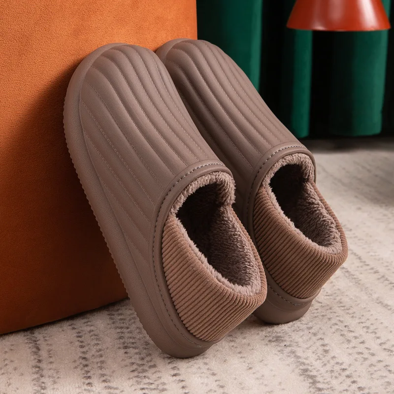 house slippers black 2021 Waterproof Cotton Slippers Thick Soled Plush Winter Warm Home Indoor Slipper Outdoor Slippers Memory Foam For Couples Shoes house slippers non slip House Slippers