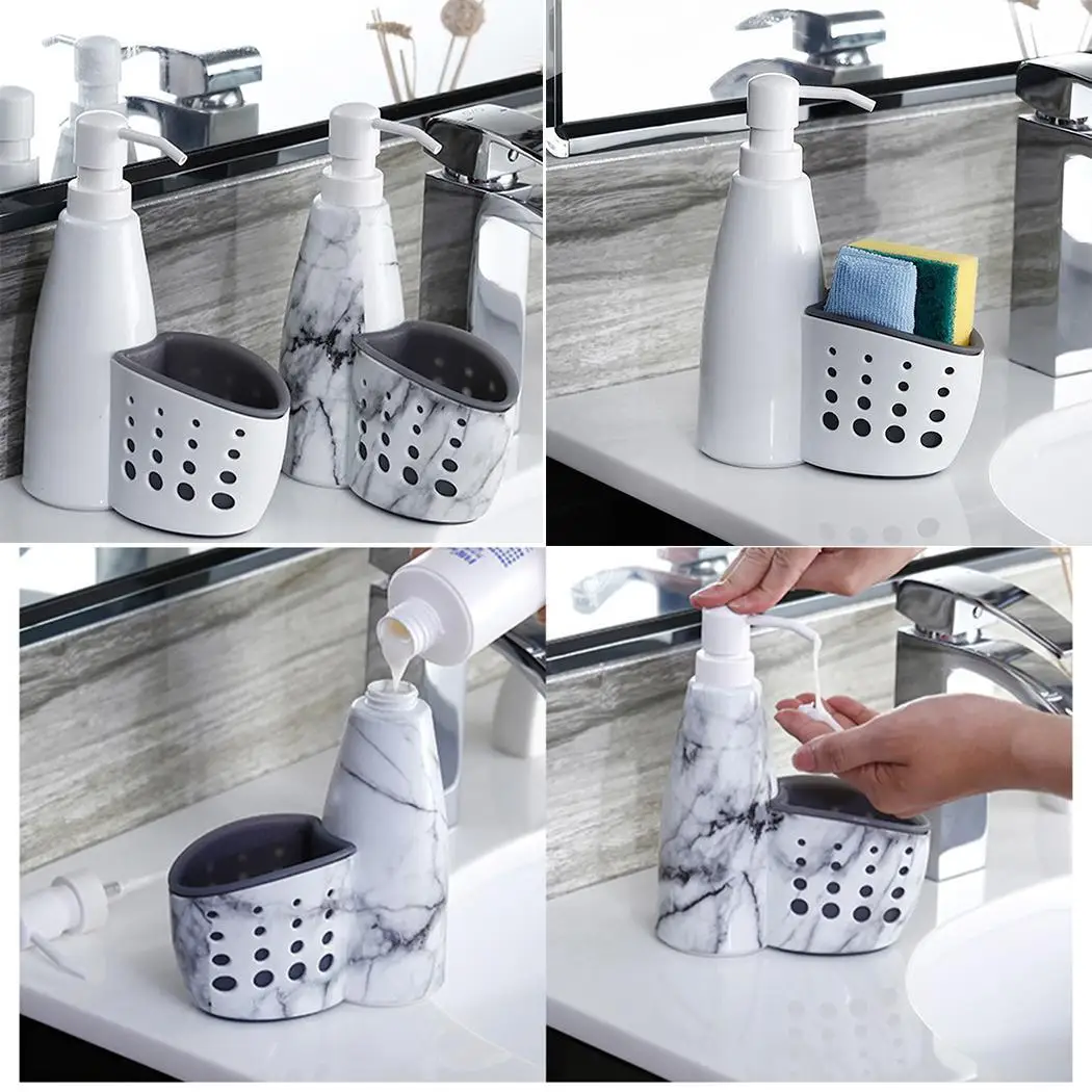 Домашнее мыло для рук гель для душа 195 г ванная комната 2 в 1 хранения мраморный узор, Белый Серый Бутылка