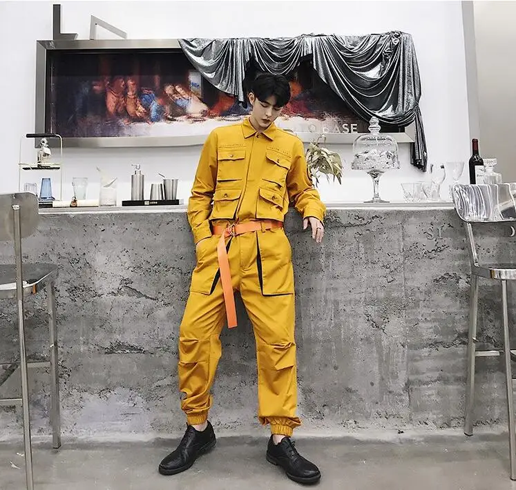 SHENGYUJIN S~ 2XL! Осень Ретро оснастки комбинезон мужские ins тренд брюки хип хоп Свободные Комбинезоны мужской костюм