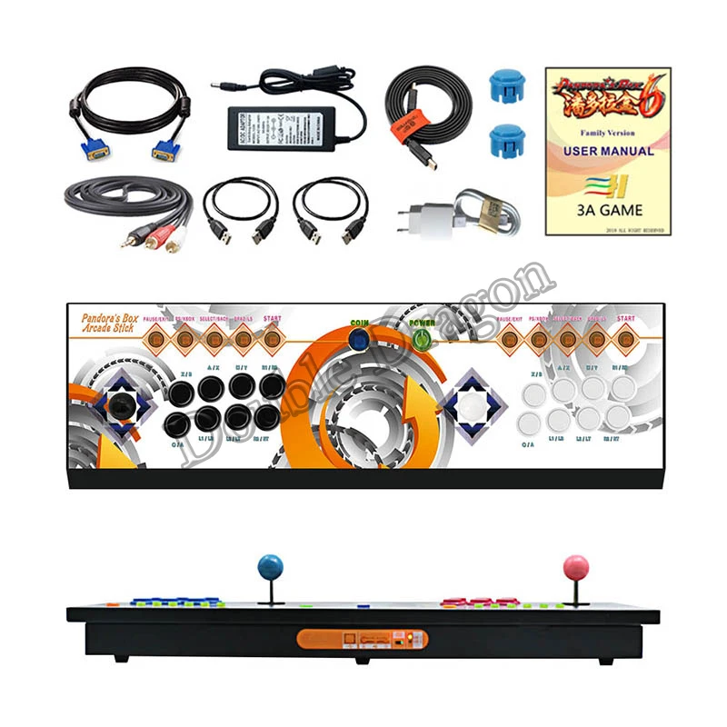 US $219.00 Pandora Box 6 1300 in 1 8 Button Family 2 players Joystick Arcade Console Support FBA MAME PS1 Game Can Add up to 3000 Games
