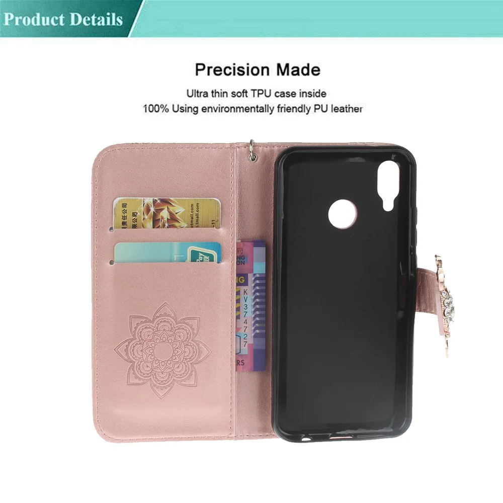 P SMART Y5P Y6P Cover 3D Rhinestone Owl Flip Leather Case For Huawei Y5p Y6p P Smart 2020 2021 Wallet Cover Case Capa Huawei dustproof case