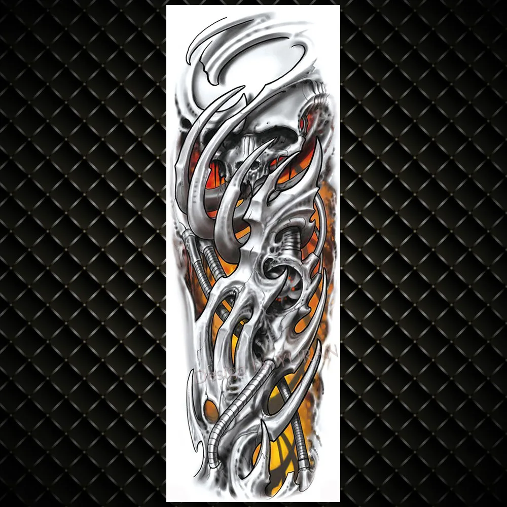 Полный рука механический робот Временные татуировки для мужчин и женщин реалистичные сглаза поддельные татуировки Стикеры водонепроницаемый тела ног художественные татуировки - Цвет: GTQB117