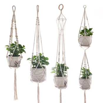 

1set Plant Flower Hanger Plant Holder Macrame Plant Hanger Indoor Wall Hanging Planter Plant Basket Holder Decoration Balcony