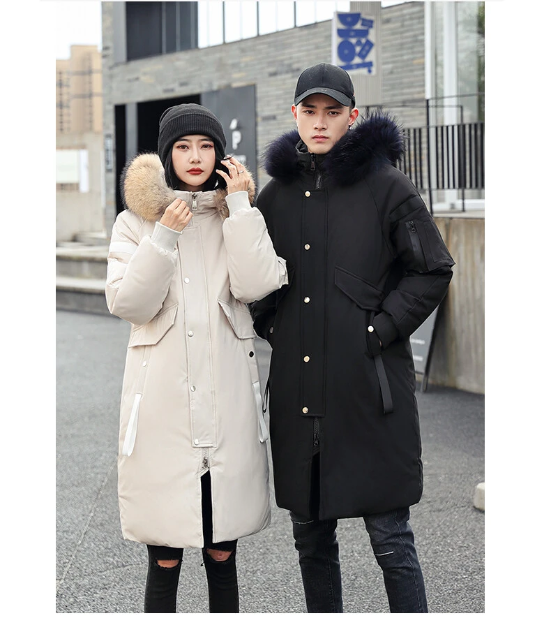 Men Winter White Duck Down Parkas Plus Long Warm Thick Hood Parkas Jacket Coat Hight Quality Autumn Windproof Pocket Parka Men mens down jacket