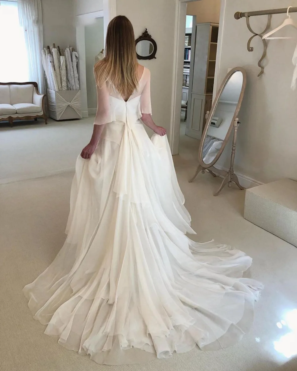 Booma-Double-V-neck-Chiffon-Wedding-Dress-Sexy-Off-the-shoulder-Sleeve-Girl-Bridal-Dress-Long (2)