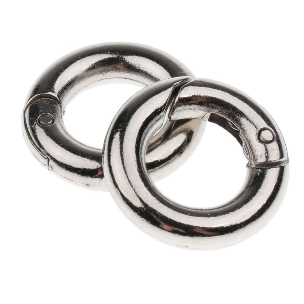 10pcs Silver Circle Round Carabiner Spring Snap Clip Hook Keychain Outdoor Activities