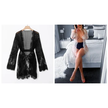 

Women Sexy Lace Sleepwear Plus Size Transparent Temptation Underwear Charming Nightwear Home Robes Blouses Seaside Club Clothing