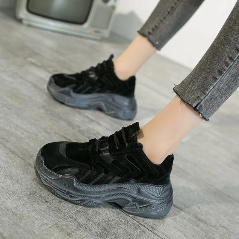 Женские кроссовки на плоской платформе, женская обувь для бега из Вулканизированной Ткани, дышащие повседневные кроссовки, женские прогулочные спортивные кроссовки на массивном каблуке