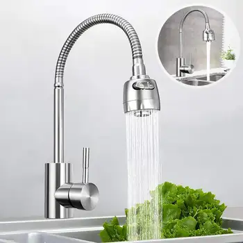 

Kitchen 360Degree Rotatable Spout Single Handle Sink Basin Faucet Adjustable Pull Down Spray Cold and Hot Mixer Tap Deck Mounted