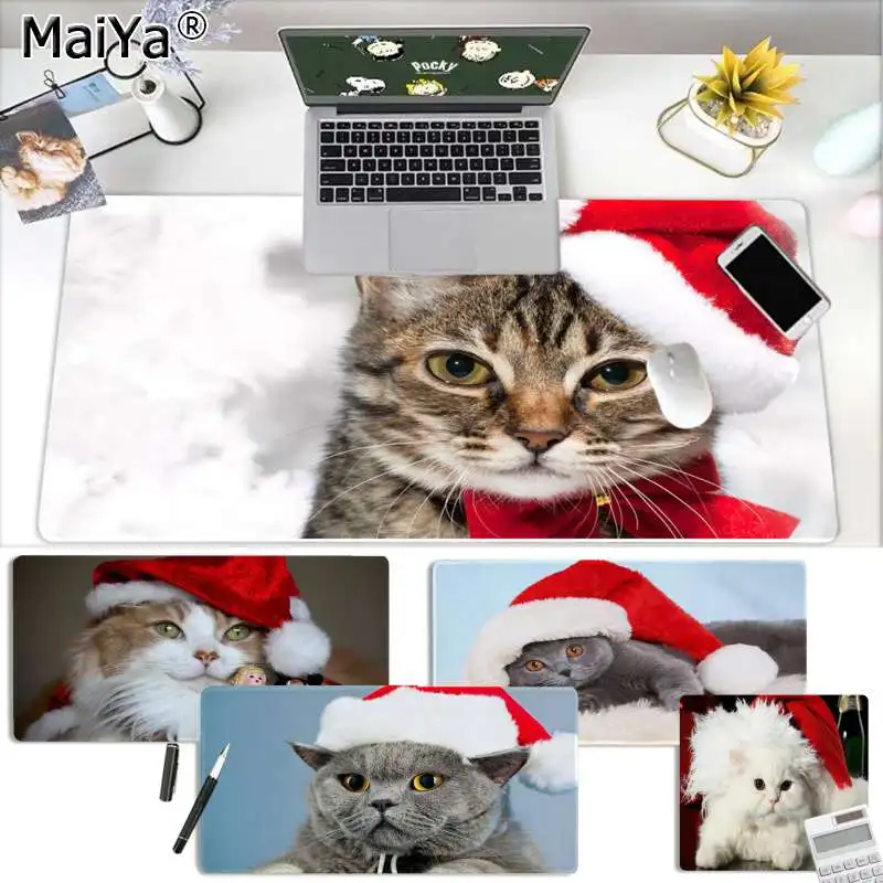 Maiya свой собственный коврик Рождественский Кот резиновый ПК компьютерный игровой коврик для мыши большой коврик для мыши клавиатуры коврик