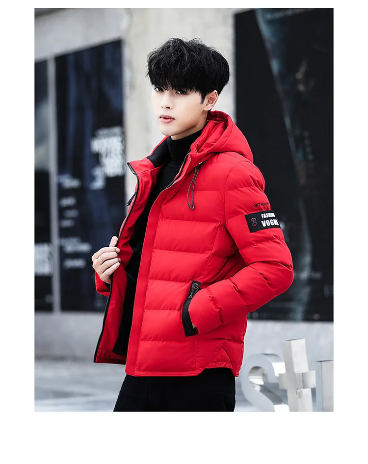 Зимнее Мужское пальто с капюшоном, теплое мужское зимнее хлопковое пальто, повседневное тонкое студенческое Мужское пальто, уличная ветрозащитная куртка