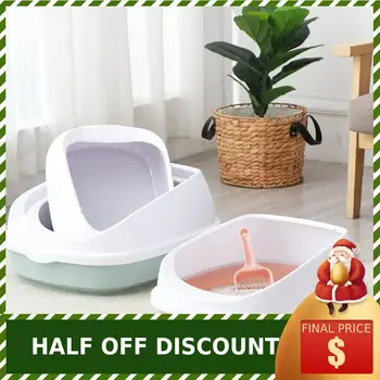 

selling pet cat sand basin semi-enclosed high fence removable from the cat cat toilet shit basin to send sand shovel