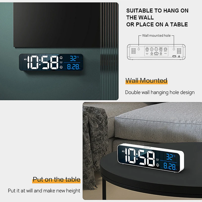 ORIA Orologio Da Parete Digitale 16'' Con Telecomando: Grande Display LED Con Svezia, Doppia Allarme E Temperatura - Verde - 5