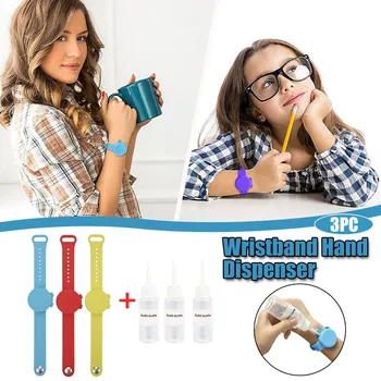 

3PC adult children unisex Solid Liquid Wristband Hand Dispenser Handwash Gel With Whole Sanitizing браслет браслеты аниме Q4