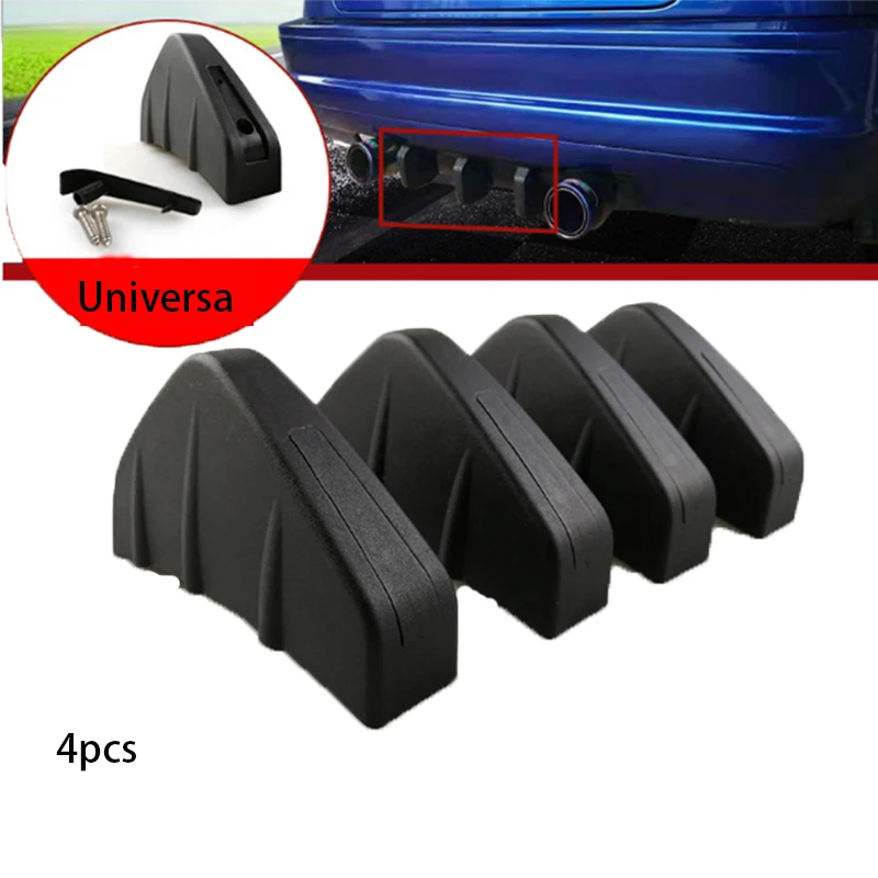  4pc universal car modified rear bumper diffuser molded shark fin spoiler bumper chassis decorative 