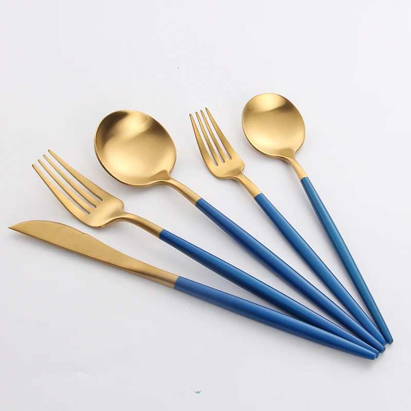 5Pcs-Black-Gold-Steel-Cutlery-Knives-Forks-Spoons-Western-Dinnerware-Set-top-grade-cutlery-Stainless