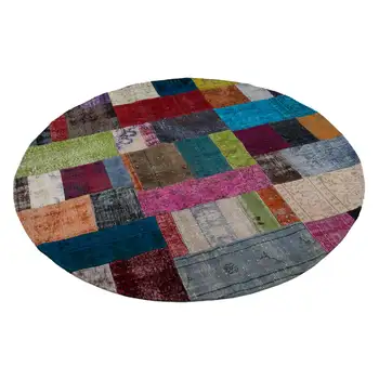 

200x200 Cm Multicolor Handmade Round Patchwork Rug-7x7 Ft