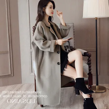 

New Autumn Winter Women Coats Plus Size Fashion Casual Loose Solid Single Button Woolen Blends Coat For Women Larger Outerwear