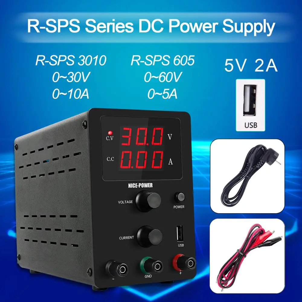 

New Laboratory Power Supply USB Voltage Stabilizer 30V 10A 60V 5A LED Display Adjustable Switching Regulator DC Power Supply