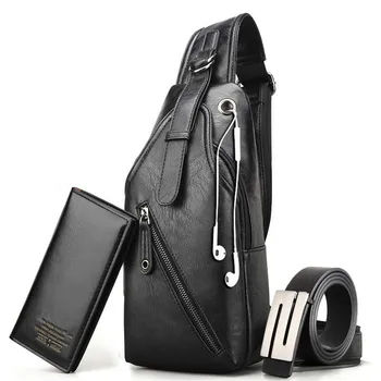 

Chest bag men's Single Shoulder Bag Messenger Bag waist bag small men 2020 new three piece Wallet