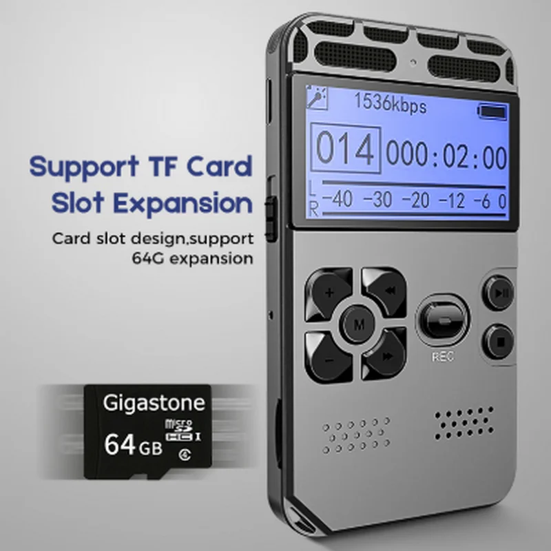 Digital de Voz Gravador de Áudio com Som Redução de Ruído Reprodutor de Mp3 Extensão de 64 Mini Gravador Inteligente Música Cartão tf gb hd - Image 5